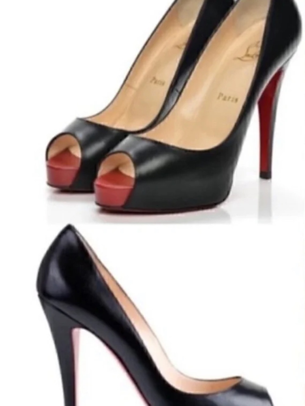 Christian Louboutin “very privé” black platform peep toe leather pump 37.5